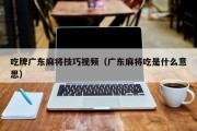吃牌广东麻将技巧视频（广东麻将吃是什么意思）