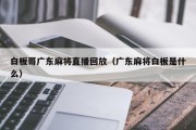 白板哥广东麻将直播回放（广东麻将白板是什么）