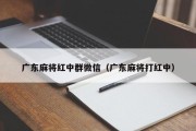 广东麻将红中群微信（广东麻将打红中）